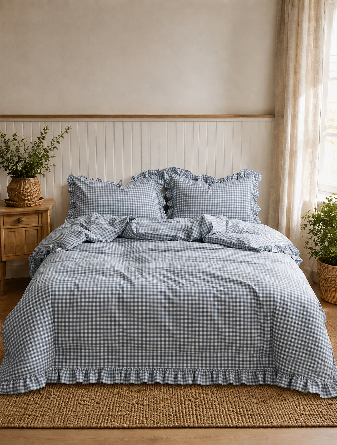 Gingham Ruffle 3-Piece Comforter Set