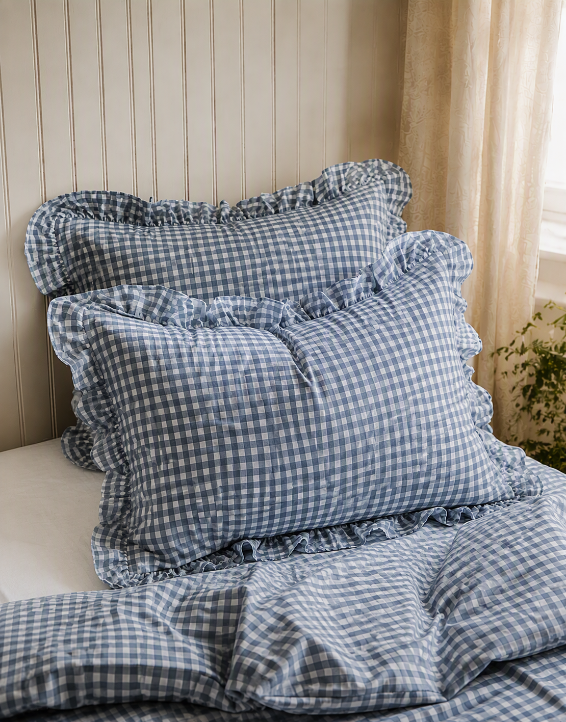 Gingham Ruffle 3-Piece Comforter Set