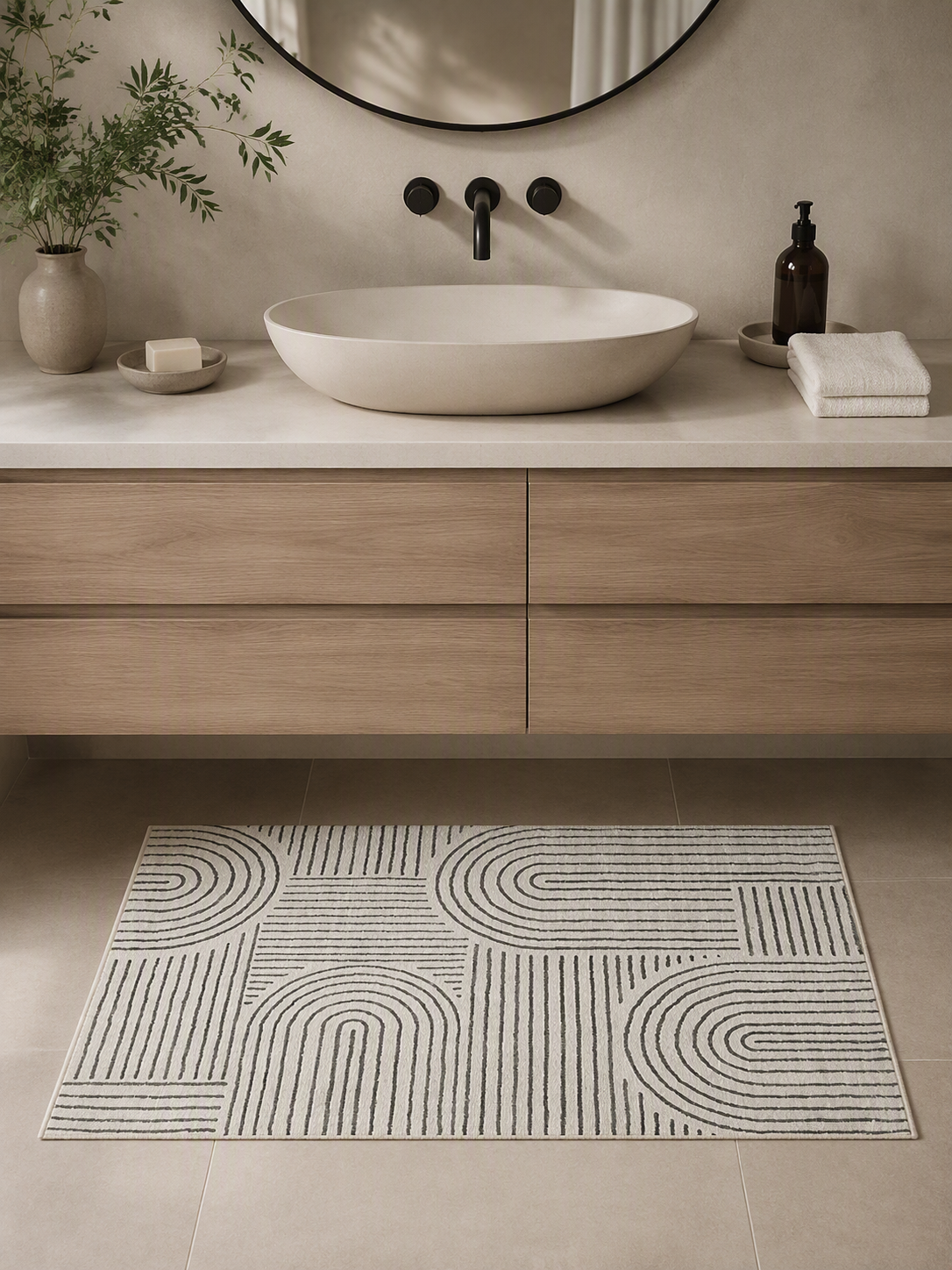 Minimalist Abstract Geometric Line Area Rug