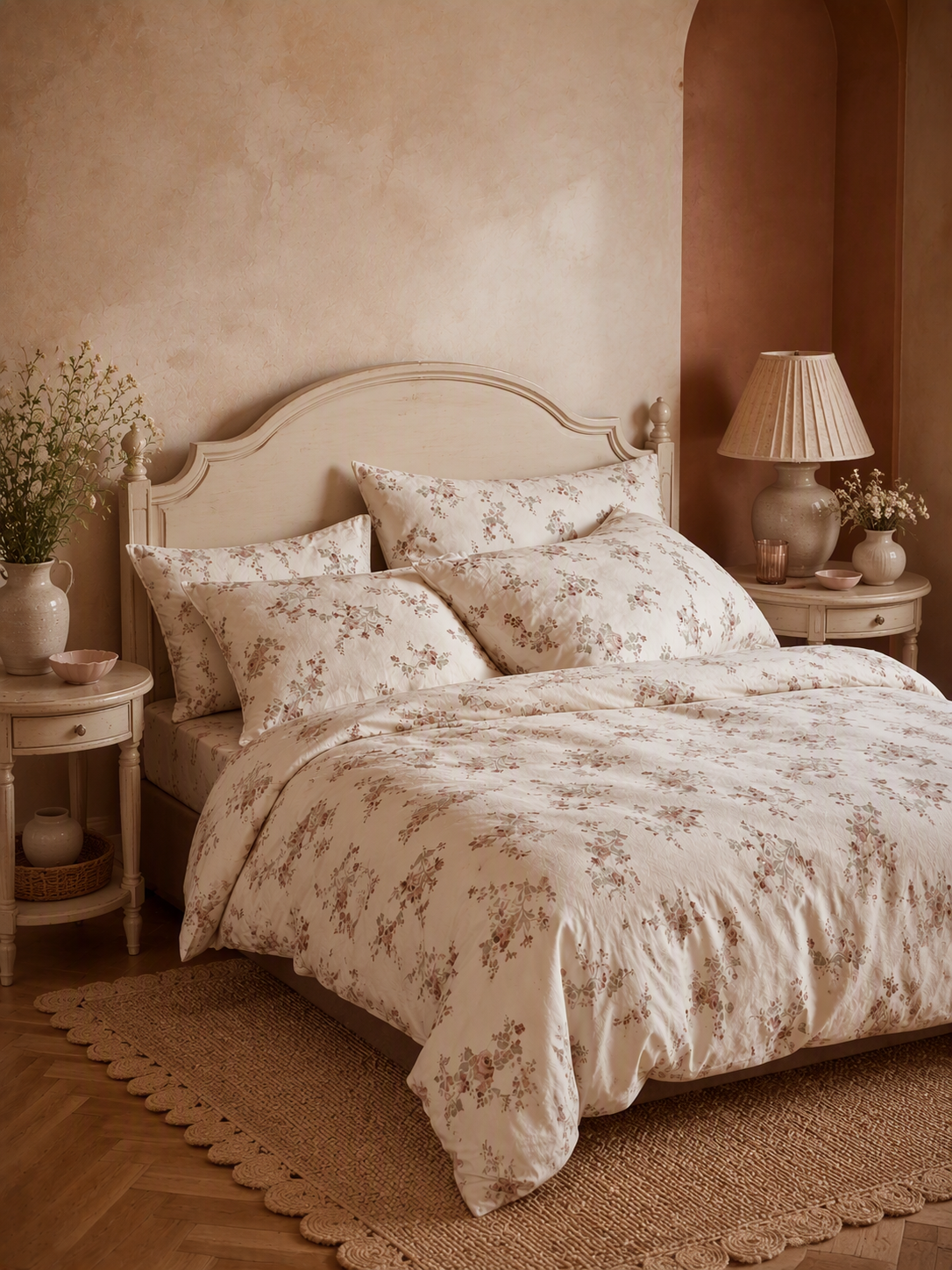 French Romance Floral Pure Cotton 5-Piece Bedding Set