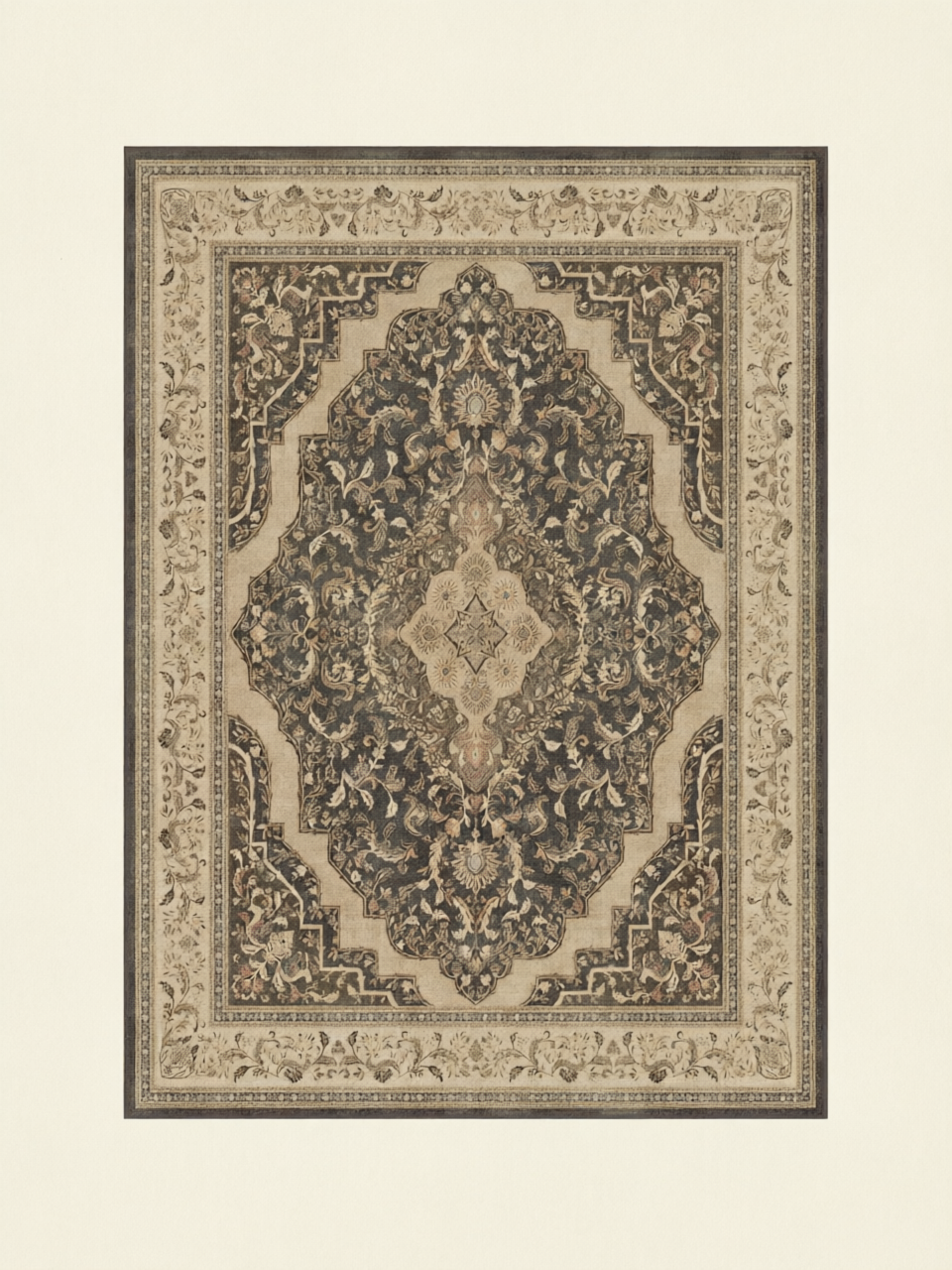 Vintage Oriental Medallion Washable Area Rug