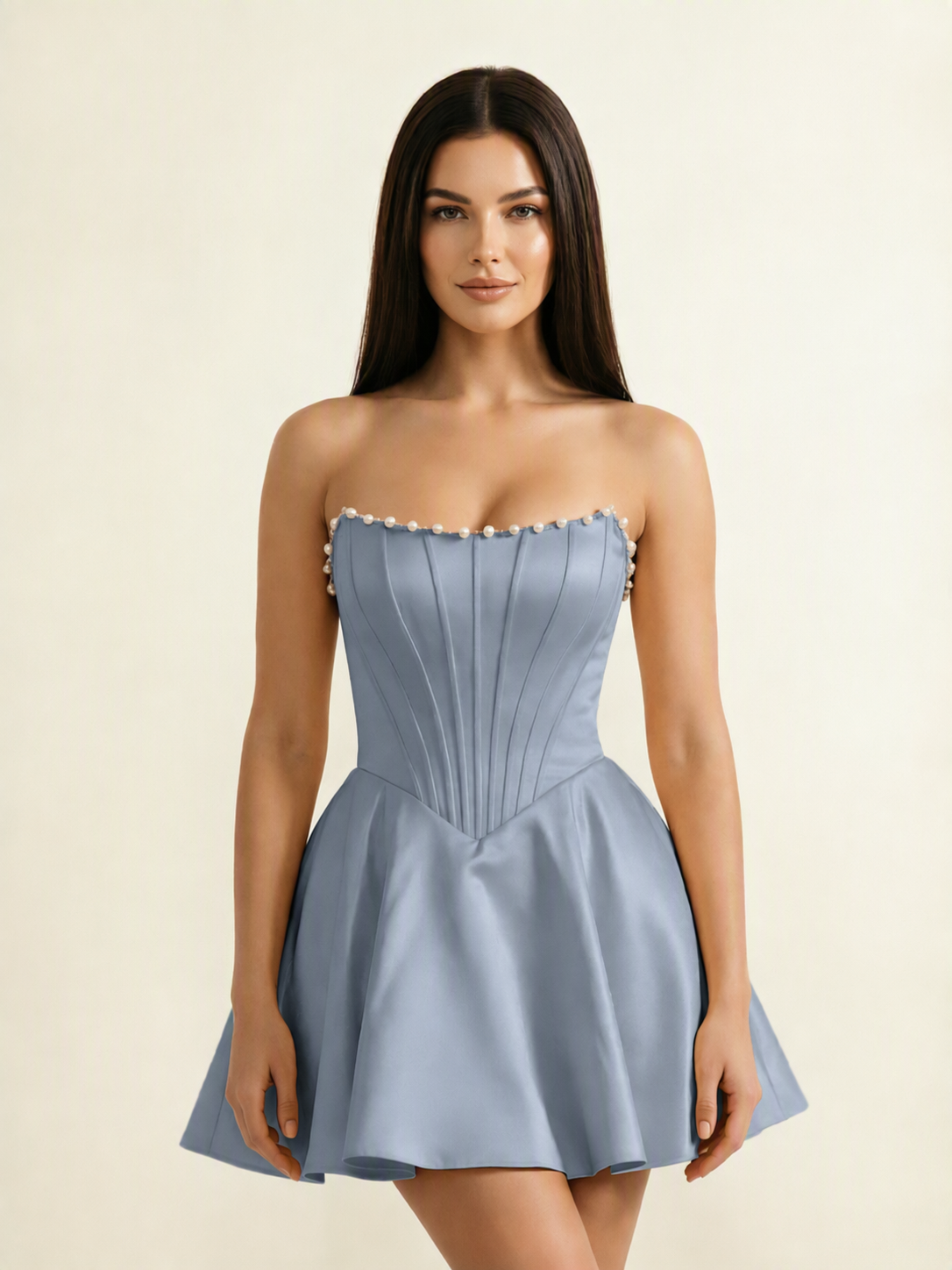 Strapless Corset Satin Short Homecoming Dress