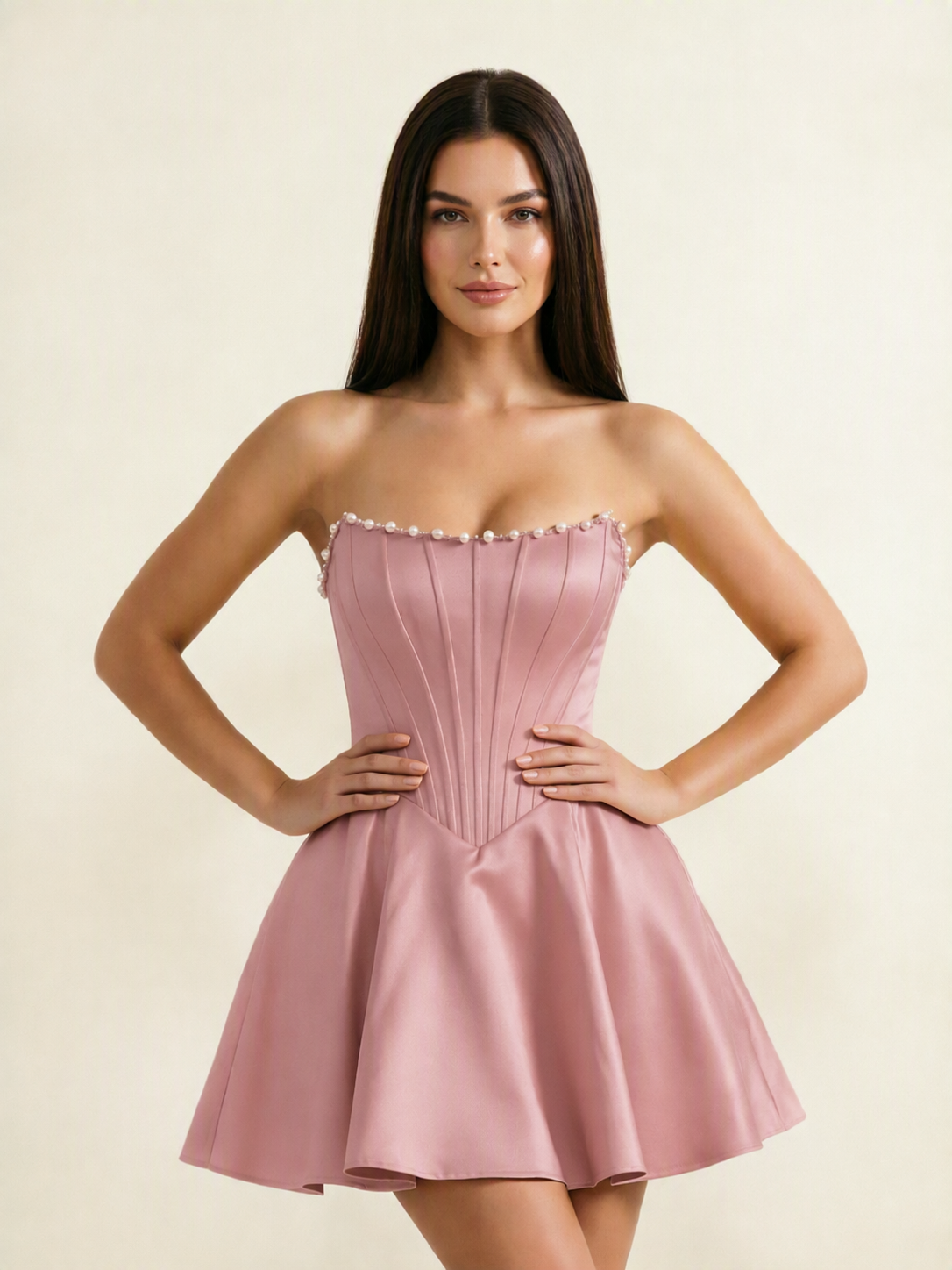 Strapless Corset Satin Short Homecoming Dress