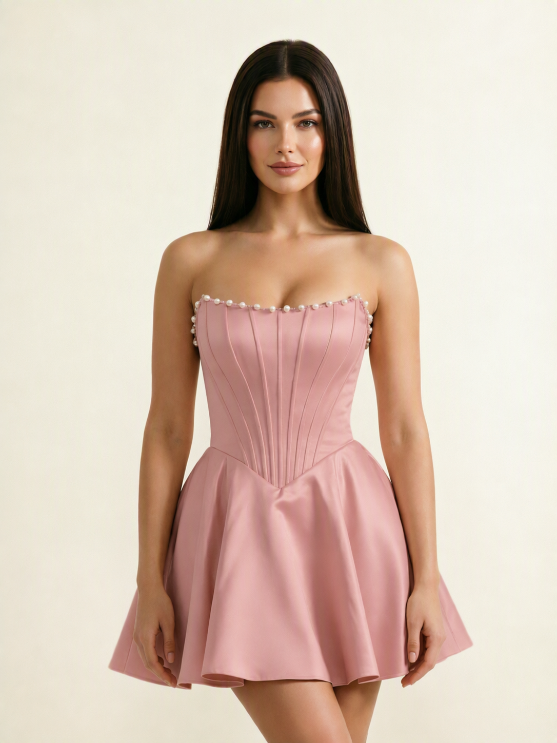Strapless Corset Satin Short Homecoming Dress