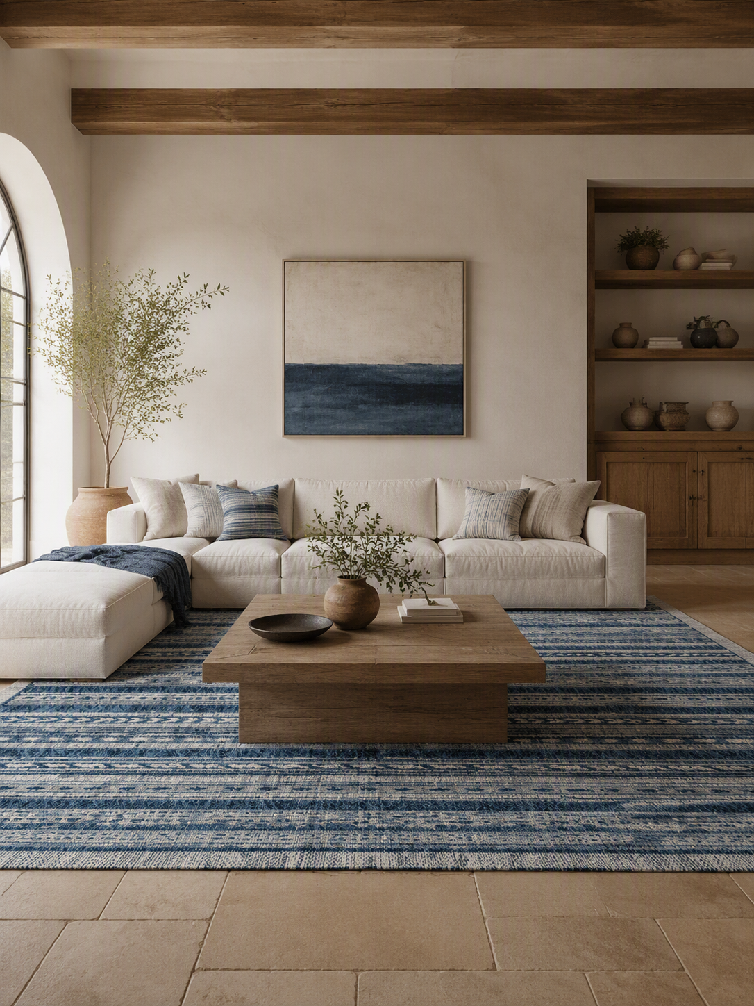 Bohemian Striped Short‑Pile Household Area Rug
