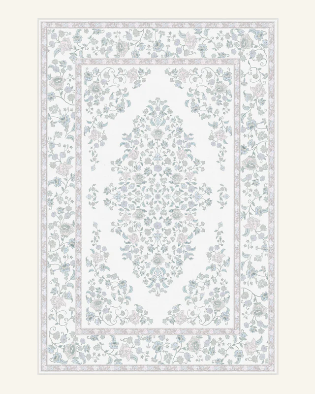 French Floral Low Pile Non-Slip Area Rug