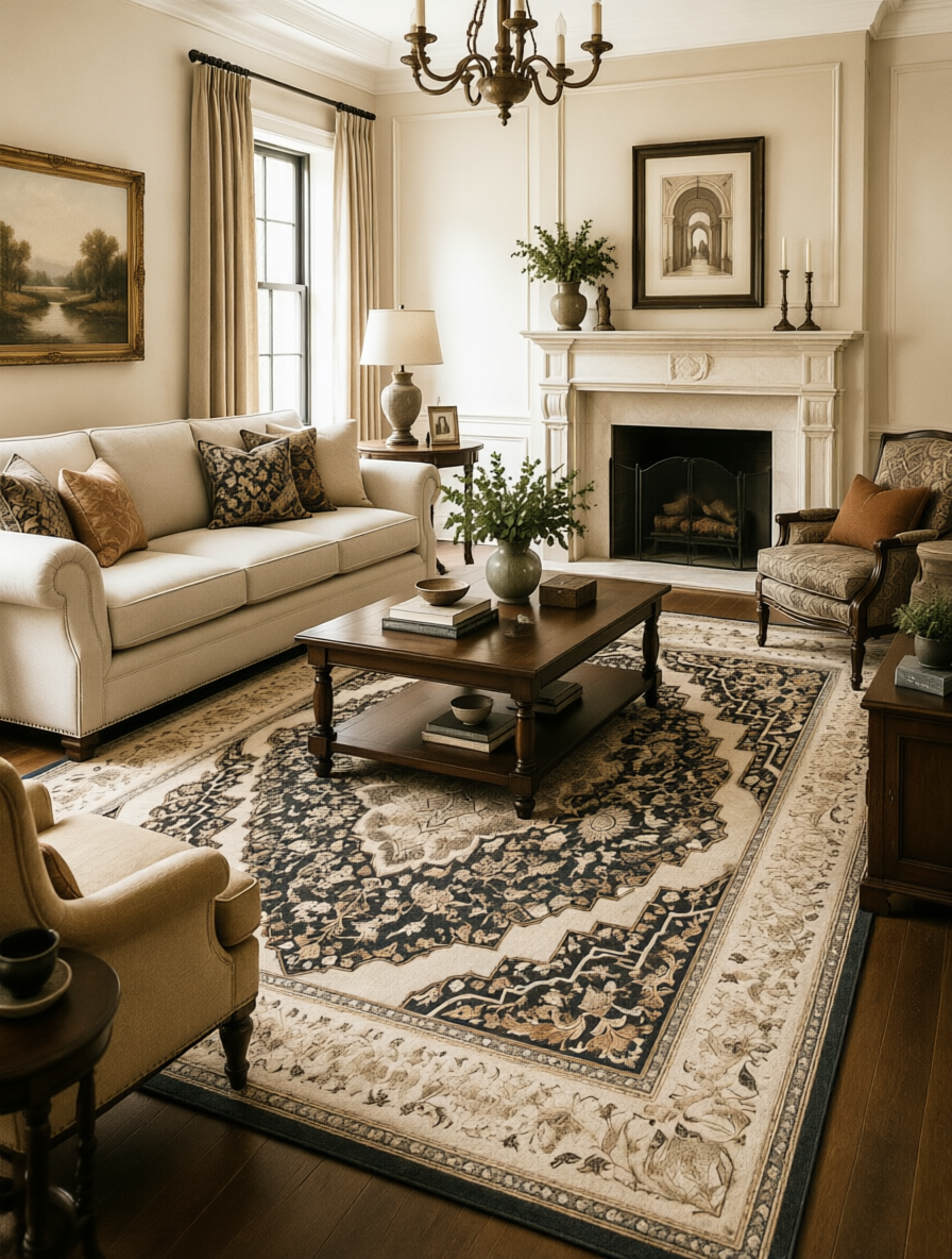 Vintage Oriental Medallion Washable Area Rug