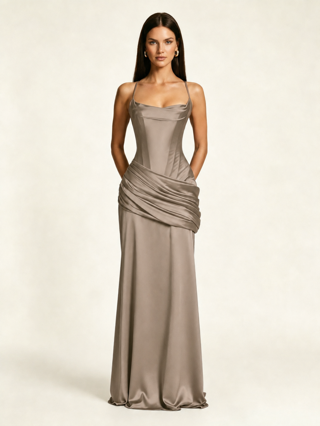 Corset Lace-up Back Draped Mermaid Formal Dress