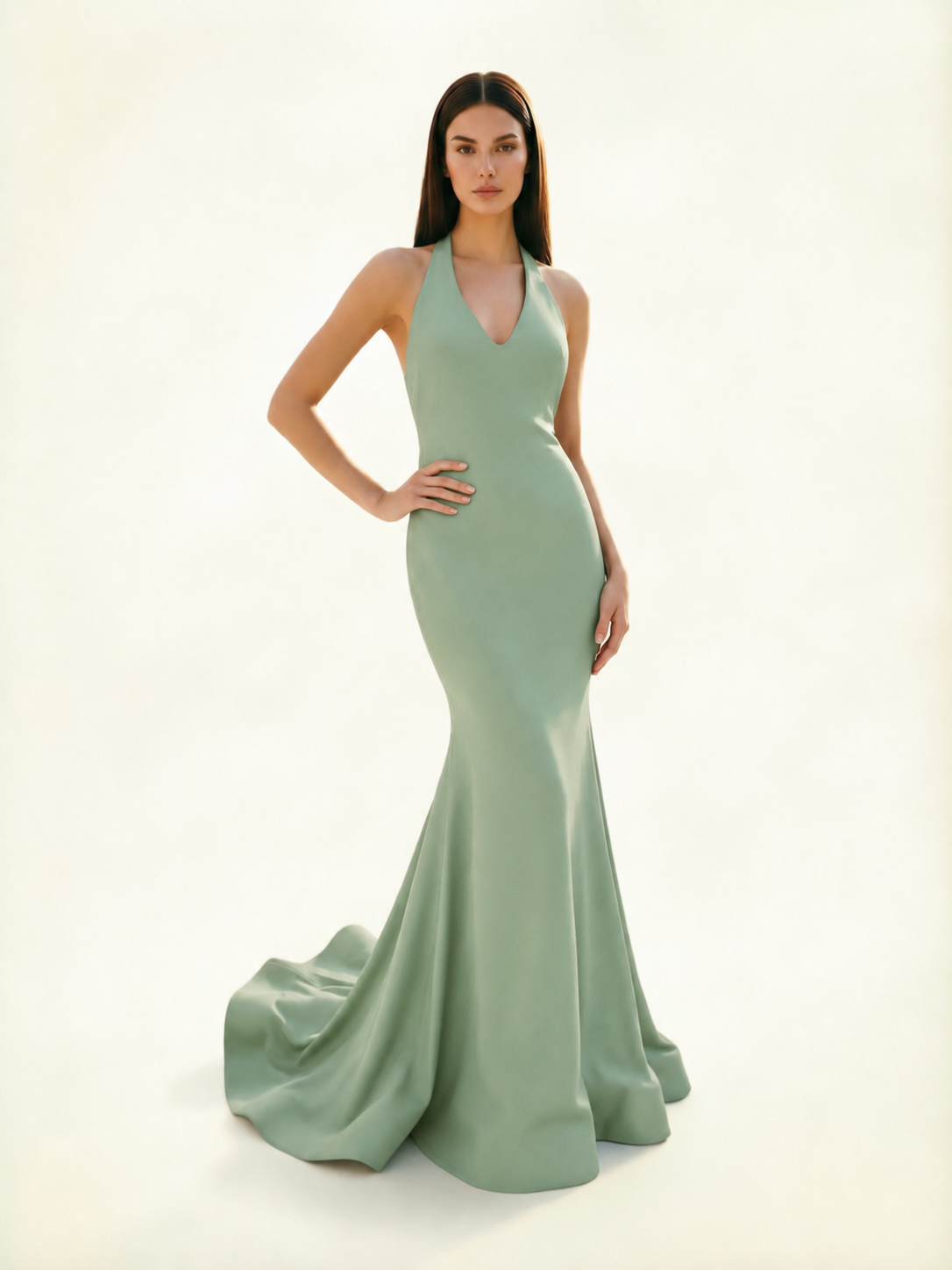 Halter Backless Mermaid Evening Gown