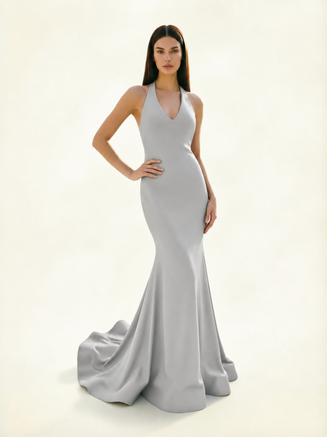 Halter Backless Mermaid Evening Gown
