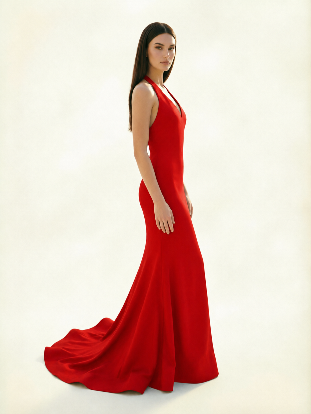 Halter Backless Mermaid Evening Gown