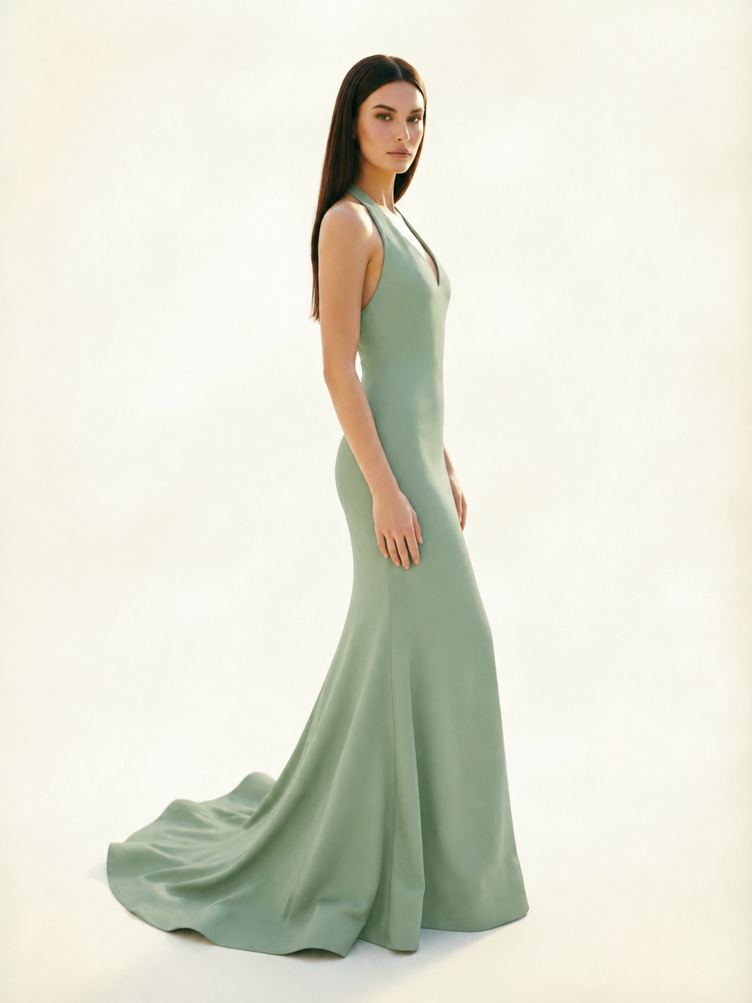 Halter Backless Mermaid Evening Gown