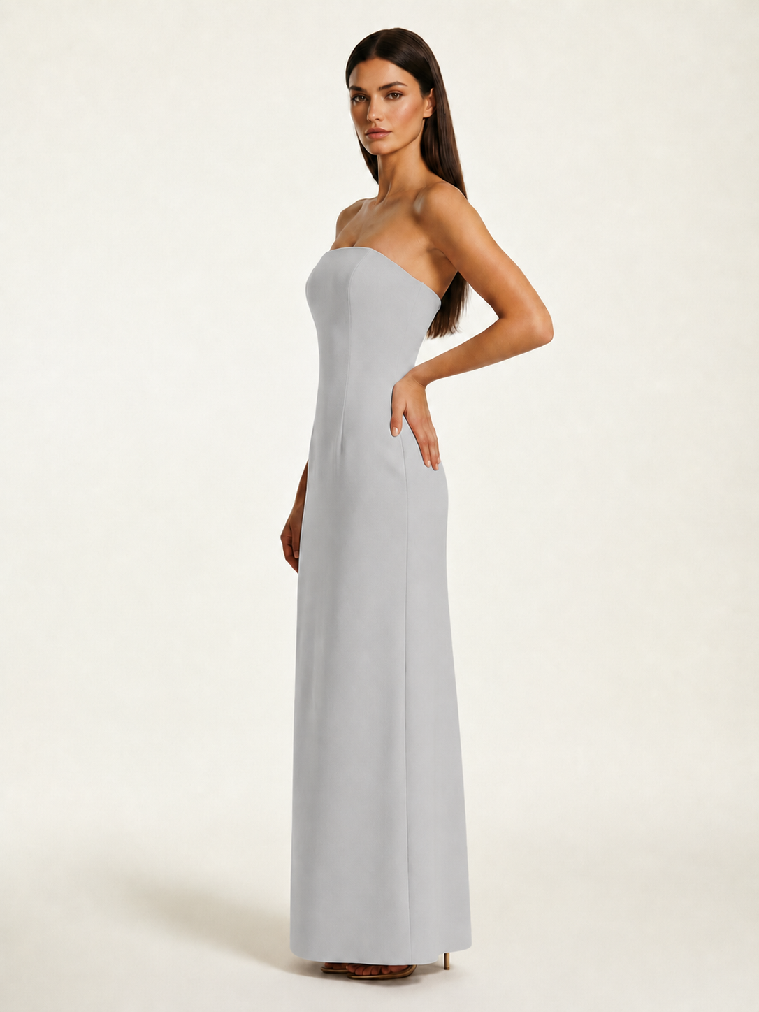 Strapless Lace-Up Back Floor-Length Formal Dress