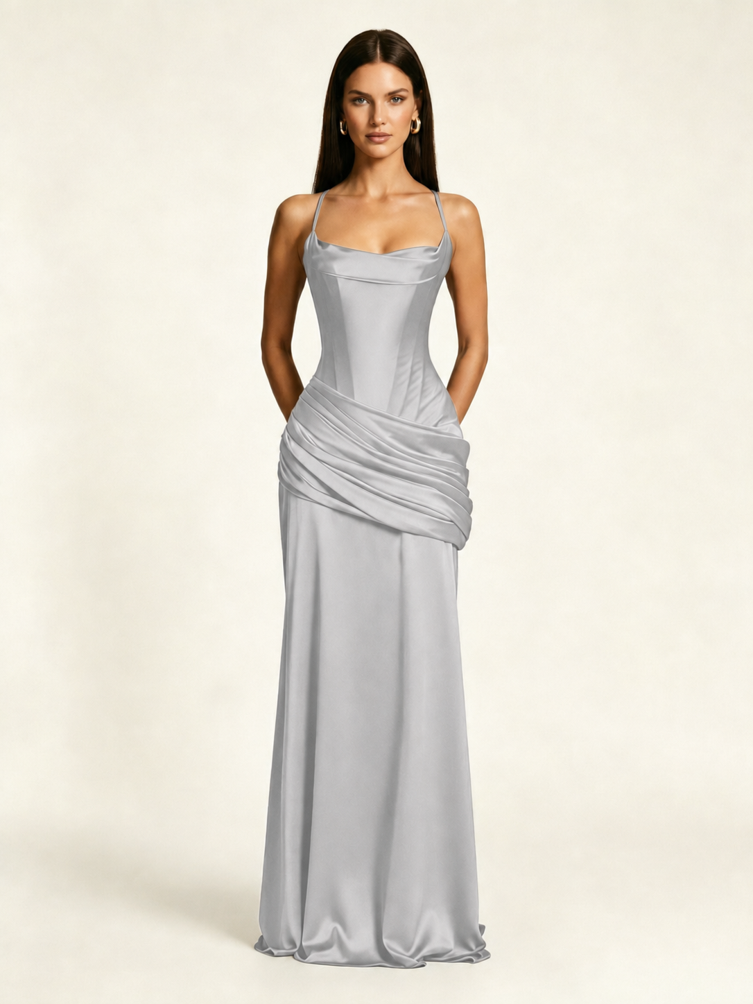 Corset Lace-up Back Draped Mermaid Formal Dress