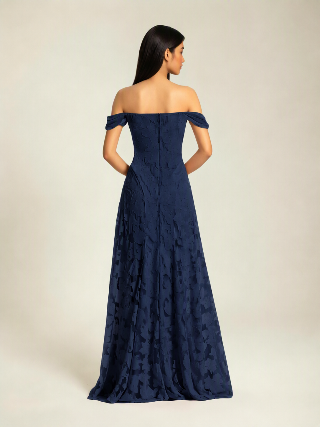 Off-the-Shoulder Floral Lace A-Line