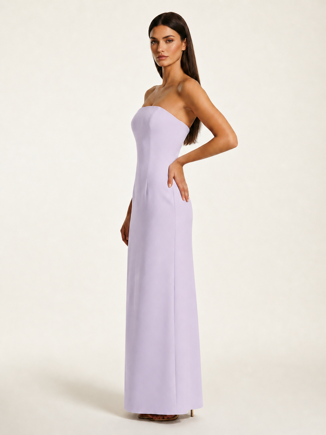 Strapless Lace-Up Back Floor-Length Formal Dress