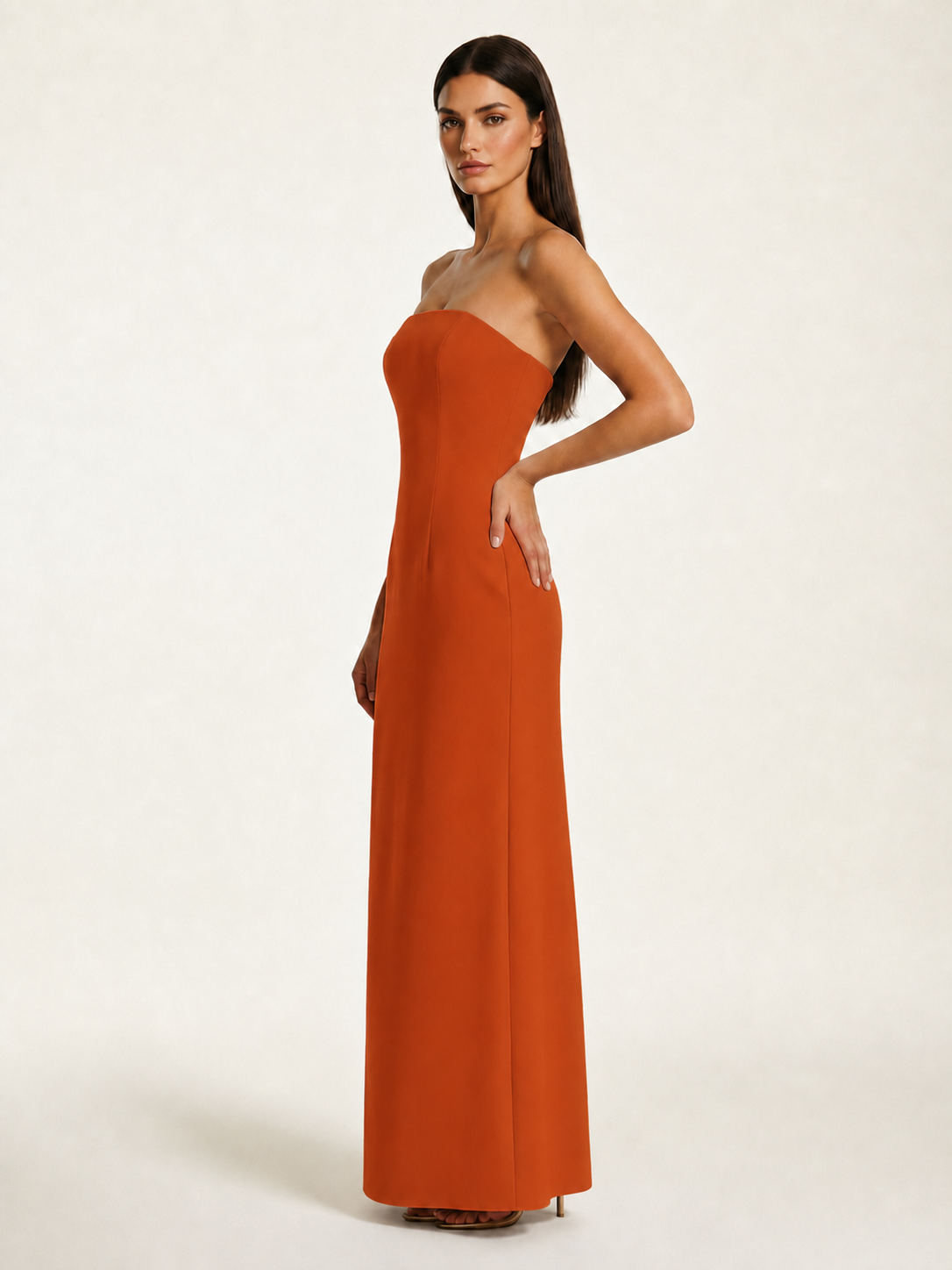 Strapless Lace-Up Back Floor-Length Formal Dress