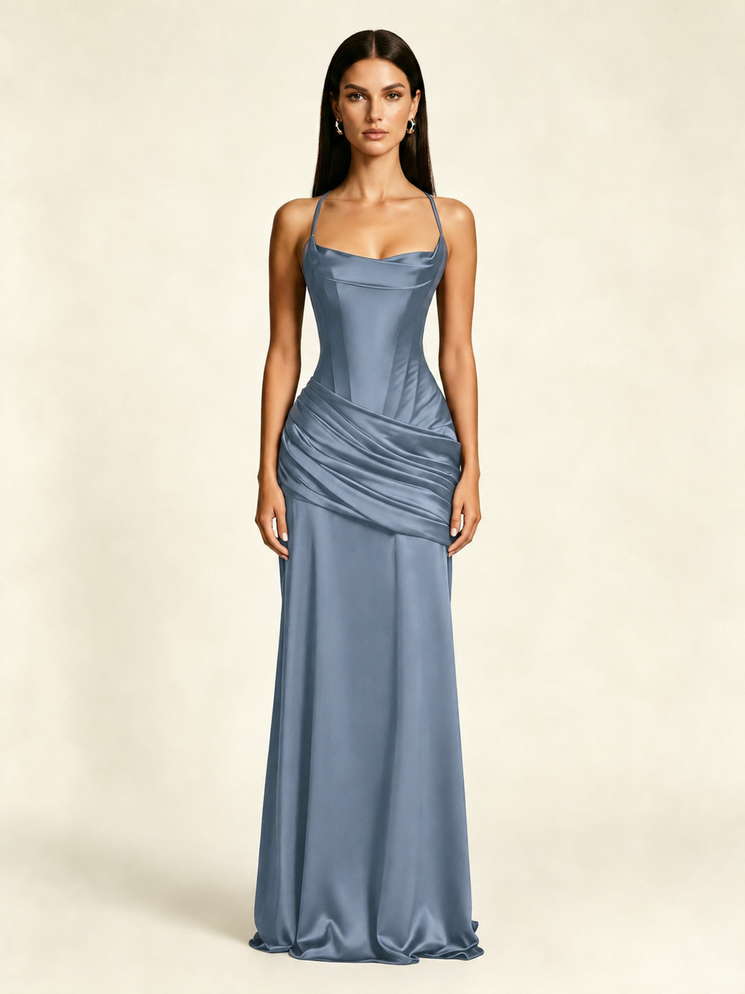 Corset Lace-up Back Draped Mermaid Formal Dress