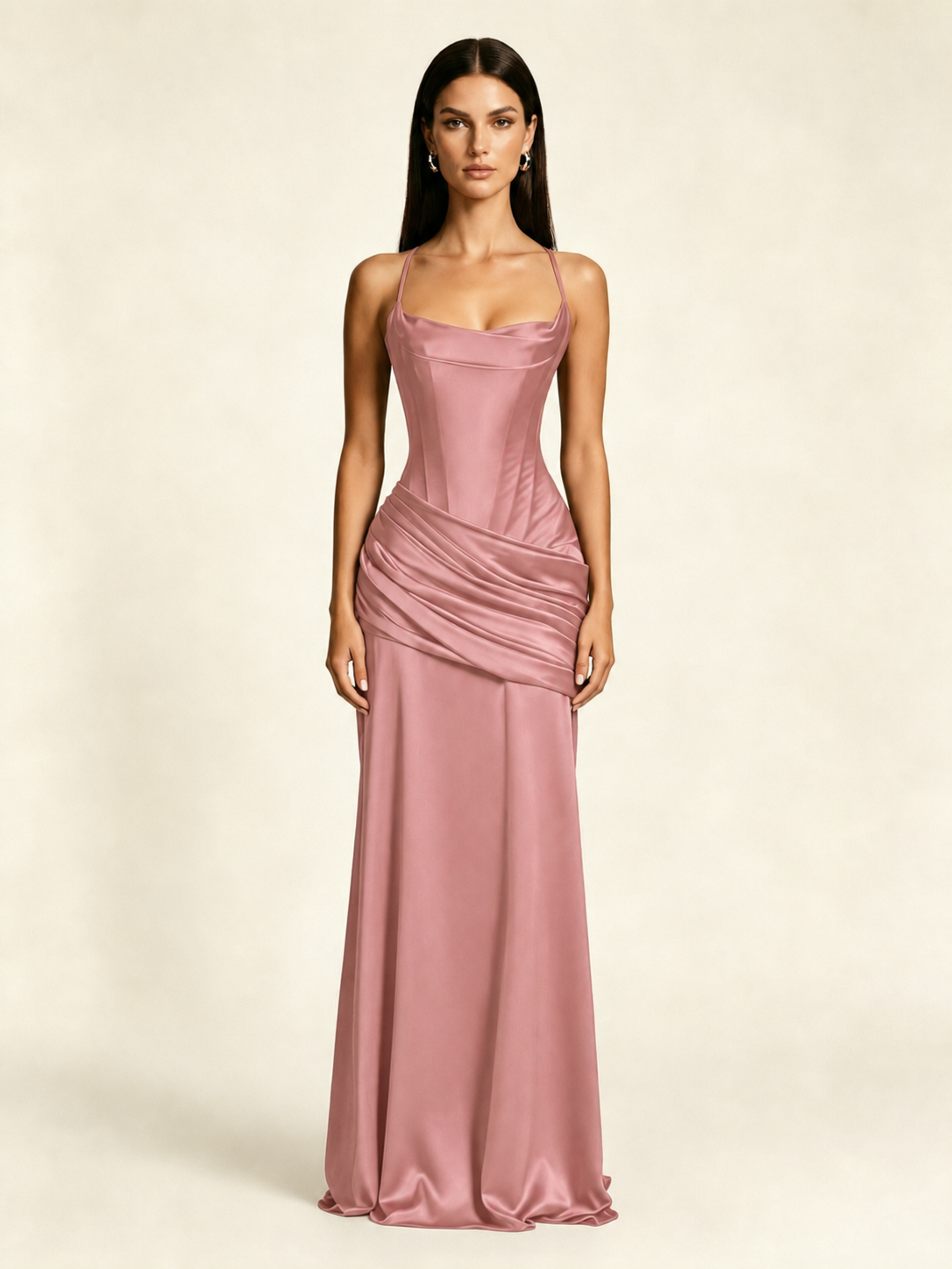 Corset Lace-up Back Draped Mermaid Formal Dress