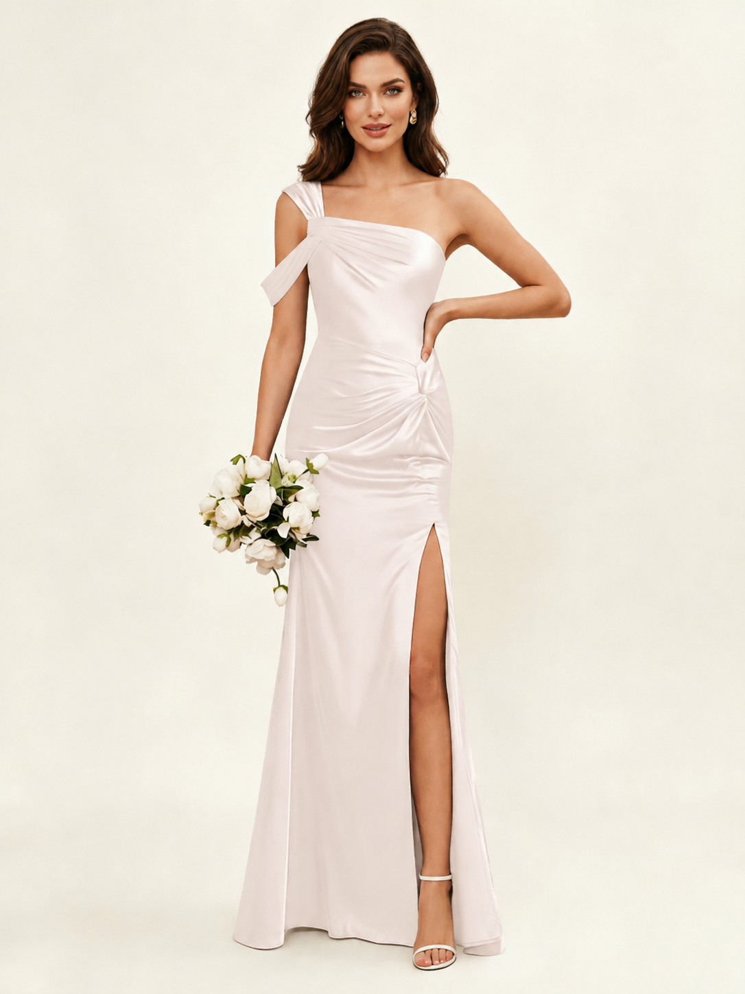 Satin One Shoulder Mermaid Bridesmaid Dress