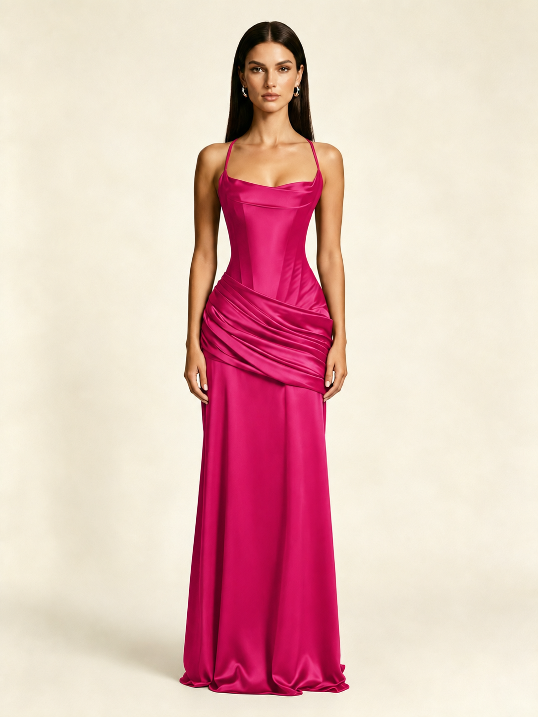 Corset Lace-up Back Draped Mermaid Formal Dress