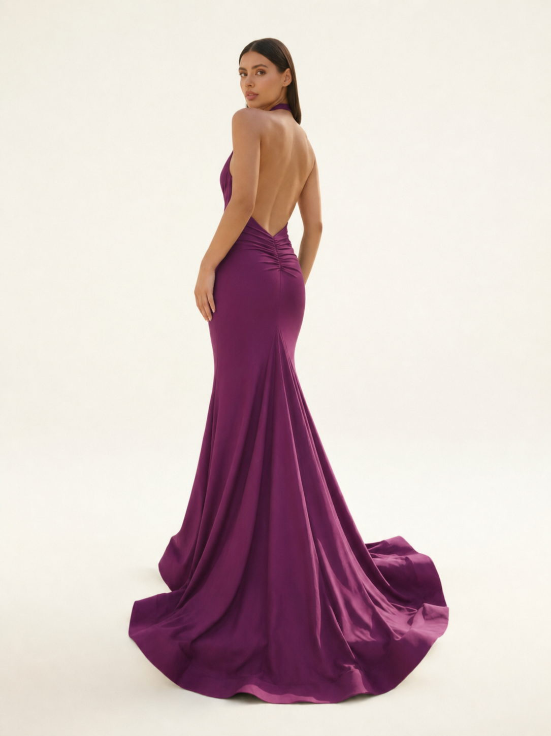 Halter Backless Mermaid Evening Gown