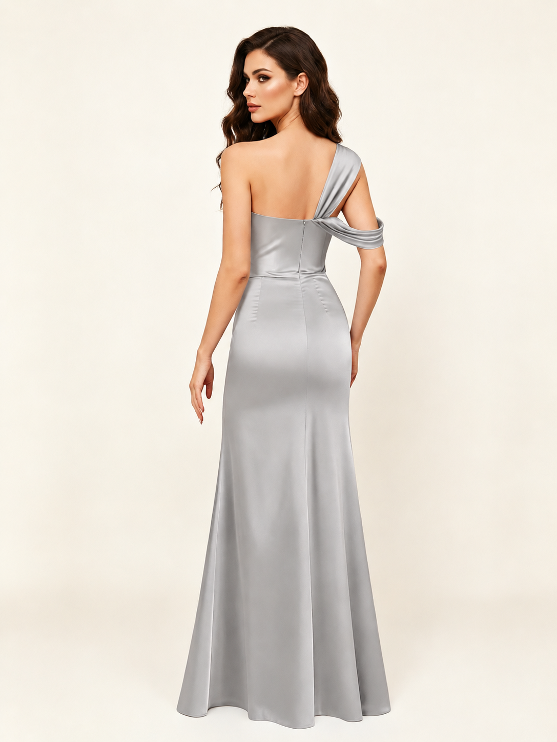 Satin One Shoulder Mermaid Bridesmaid Dress