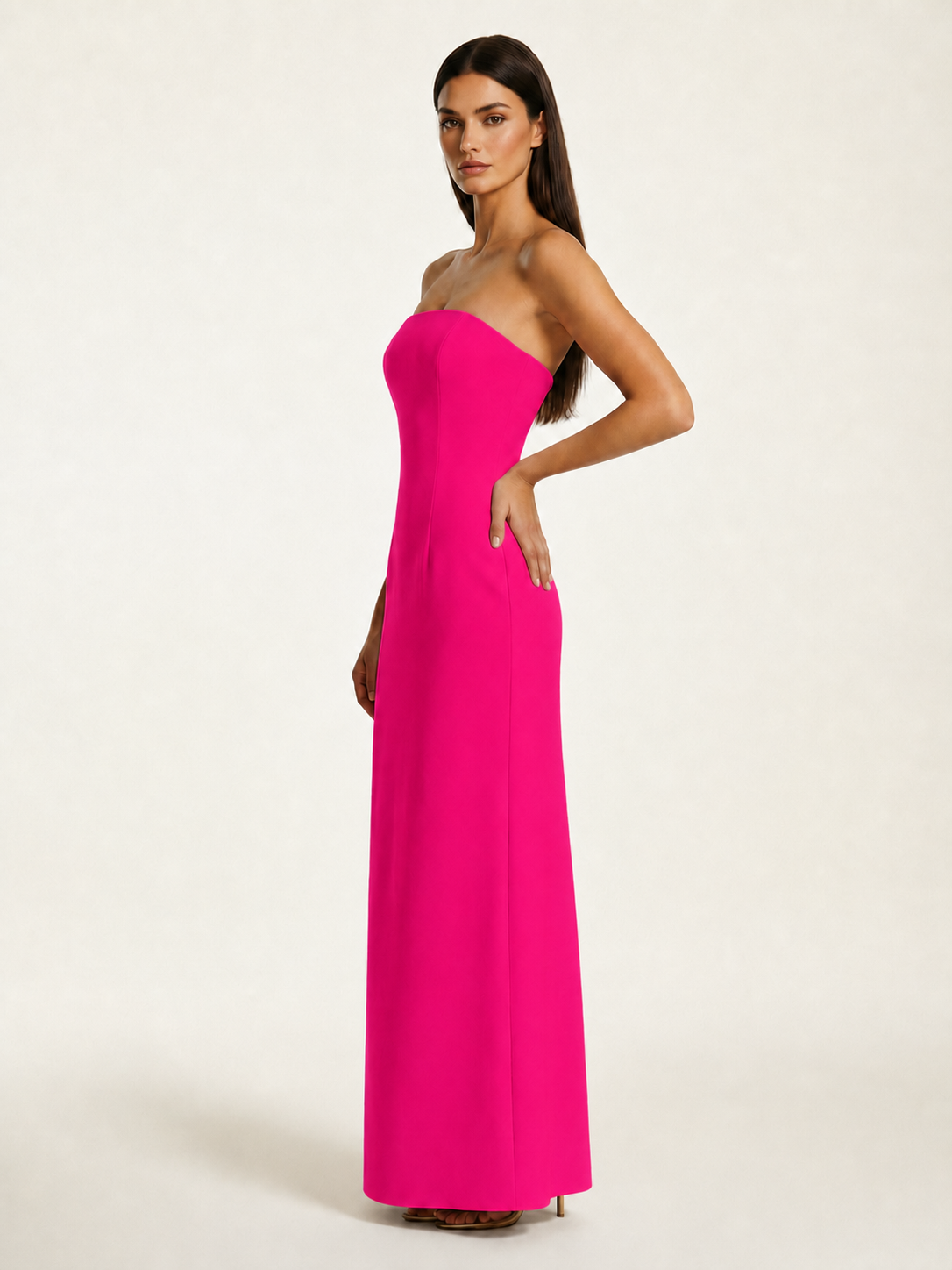 Strapless Lace-Up Back Floor-Length Formal Dress