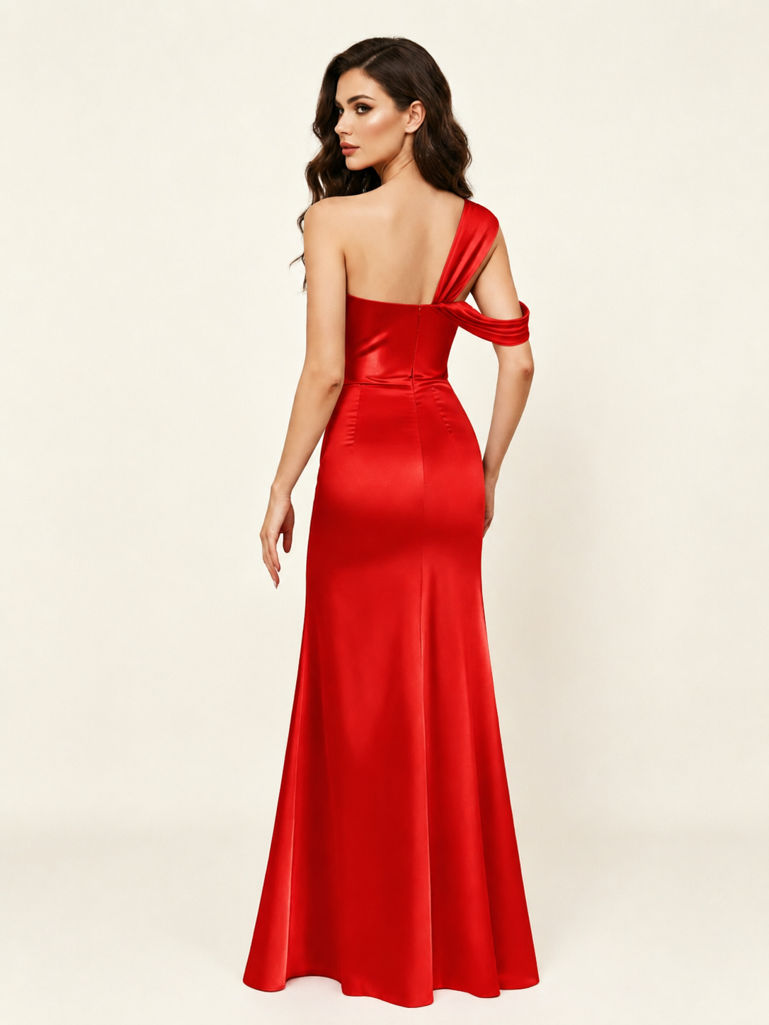Satin One Shoulder Mermaid Bridesmaid Dress