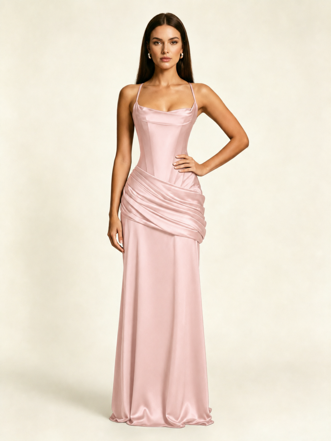 Corset Lace-up Back Draped Mermaid Formal Dress