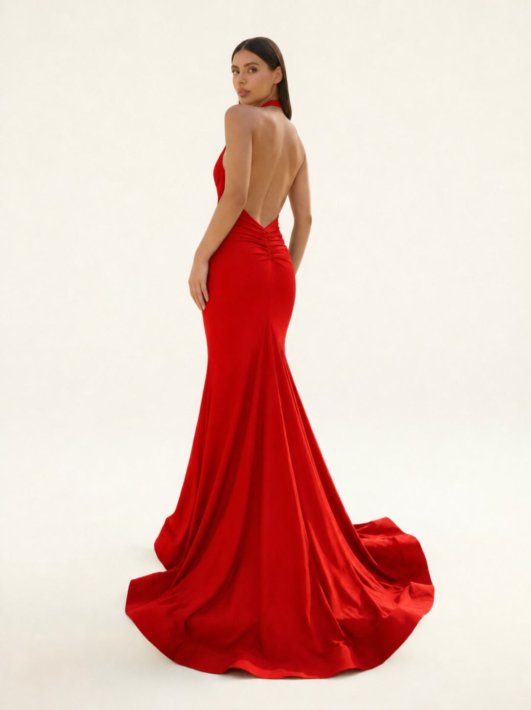 Halter Backless Mermaid Evening Gown