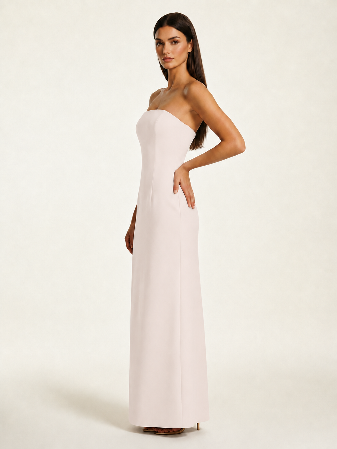 Strapless Lace-Up Back Floor-Length Formal Dress