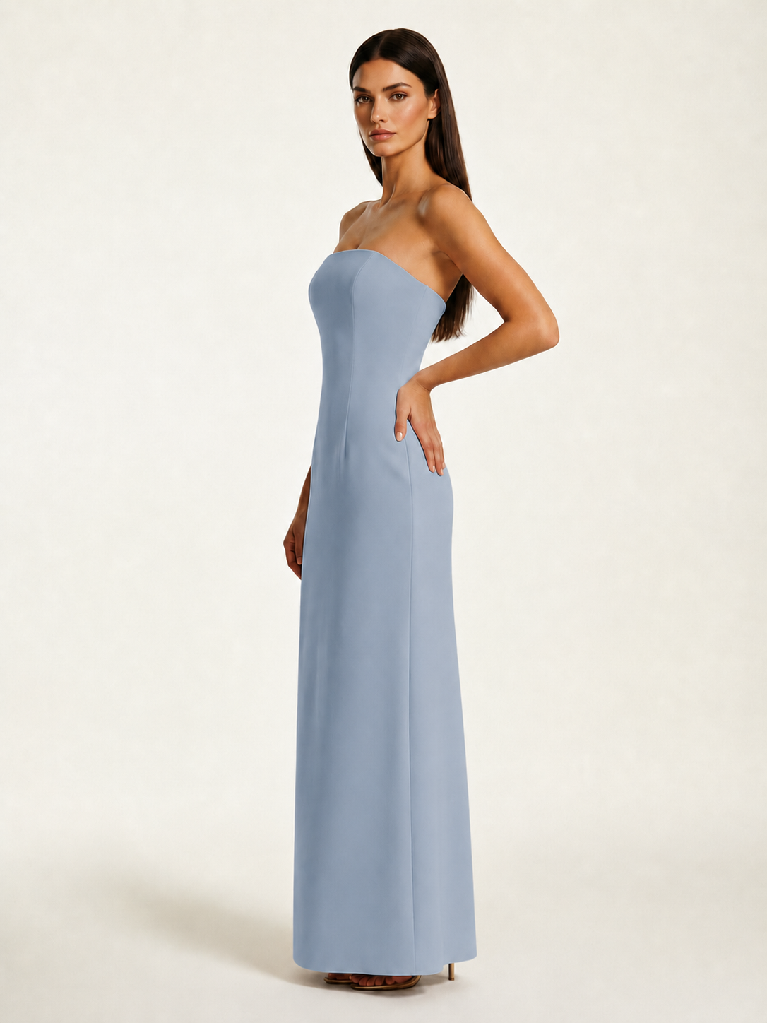 Strapless Lace-Up Back Floor-Length Formal Dress