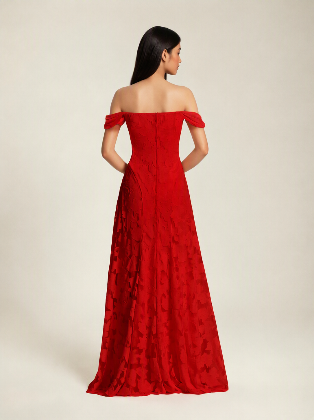 Off-the-Shoulder Floral Lace A-Line