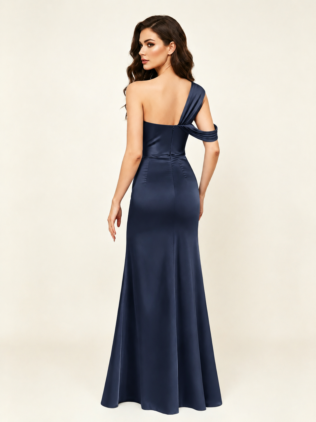 Satin One Shoulder Mermaid Bridesmaid Dress