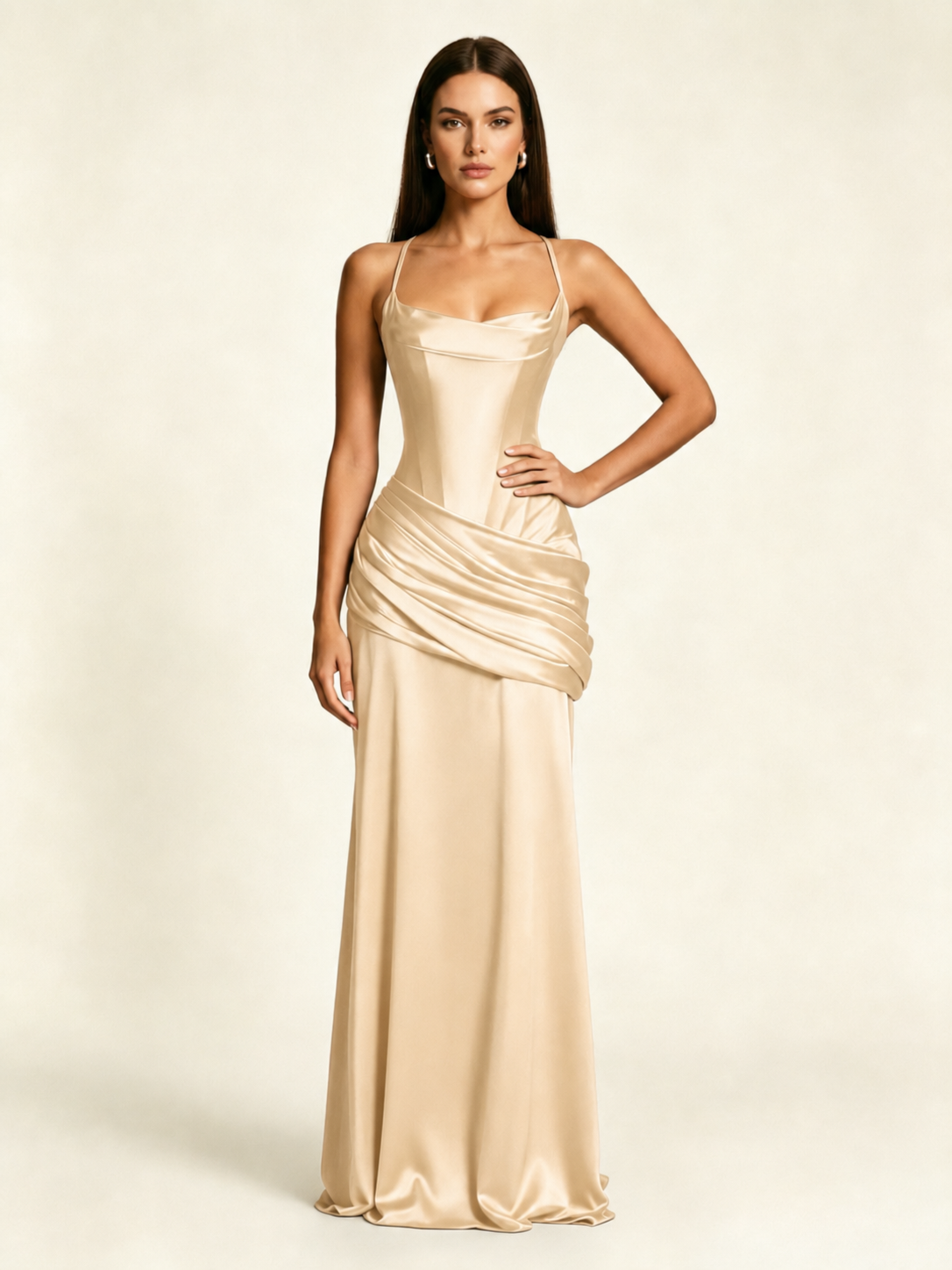 Corset Lace-up Back Draped Mermaid Formal Dress