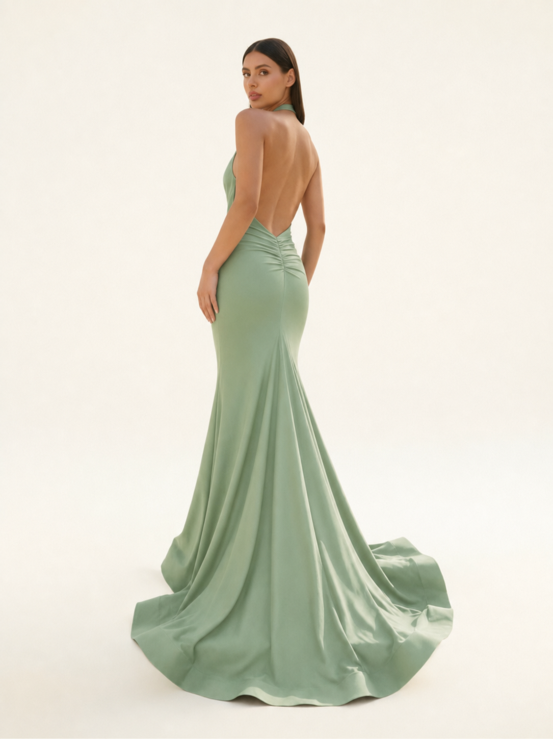 Halter Backless Mermaid Evening Gown