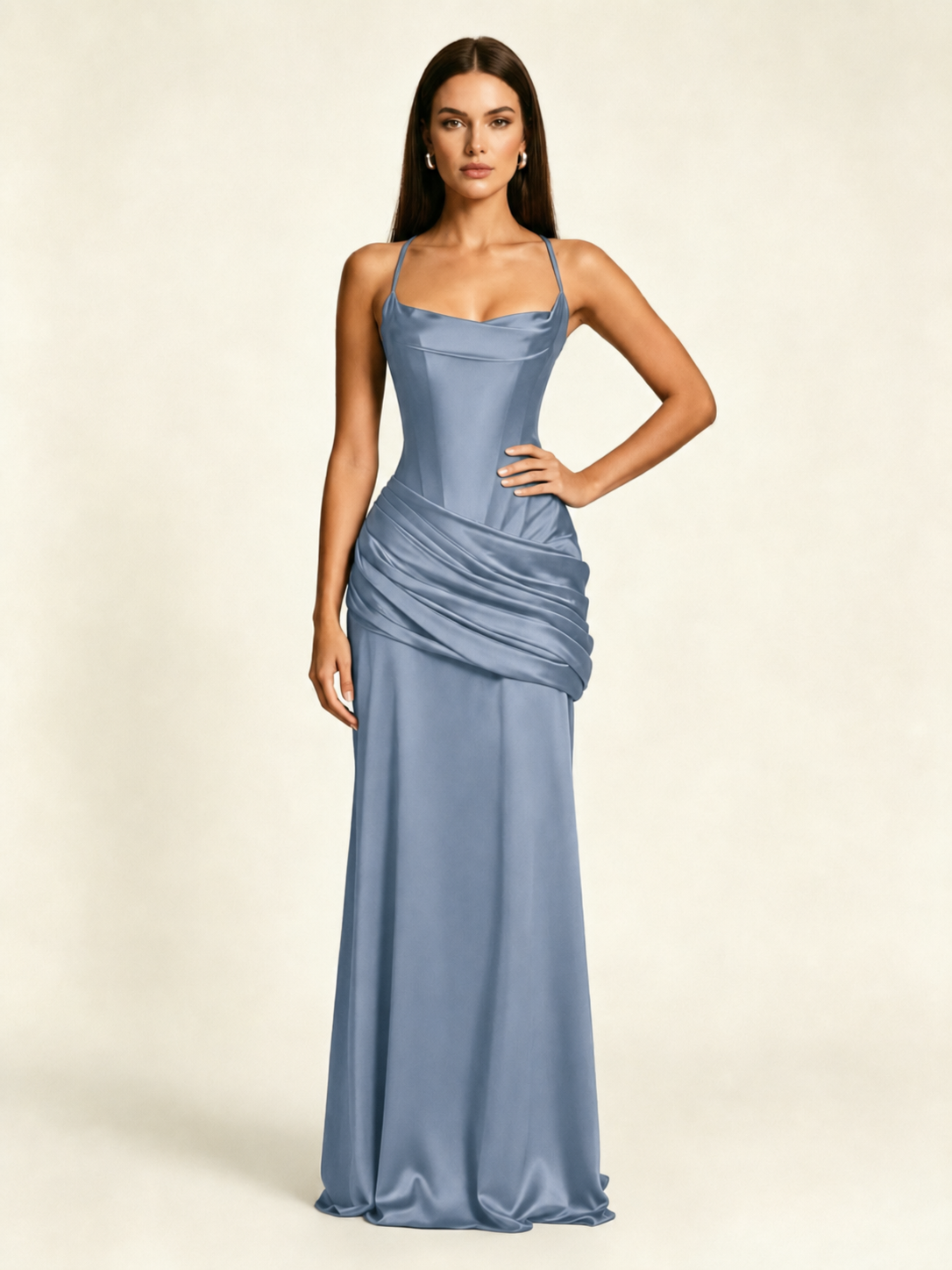 Corset Lace-up Back Draped Mermaid Formal Dress
