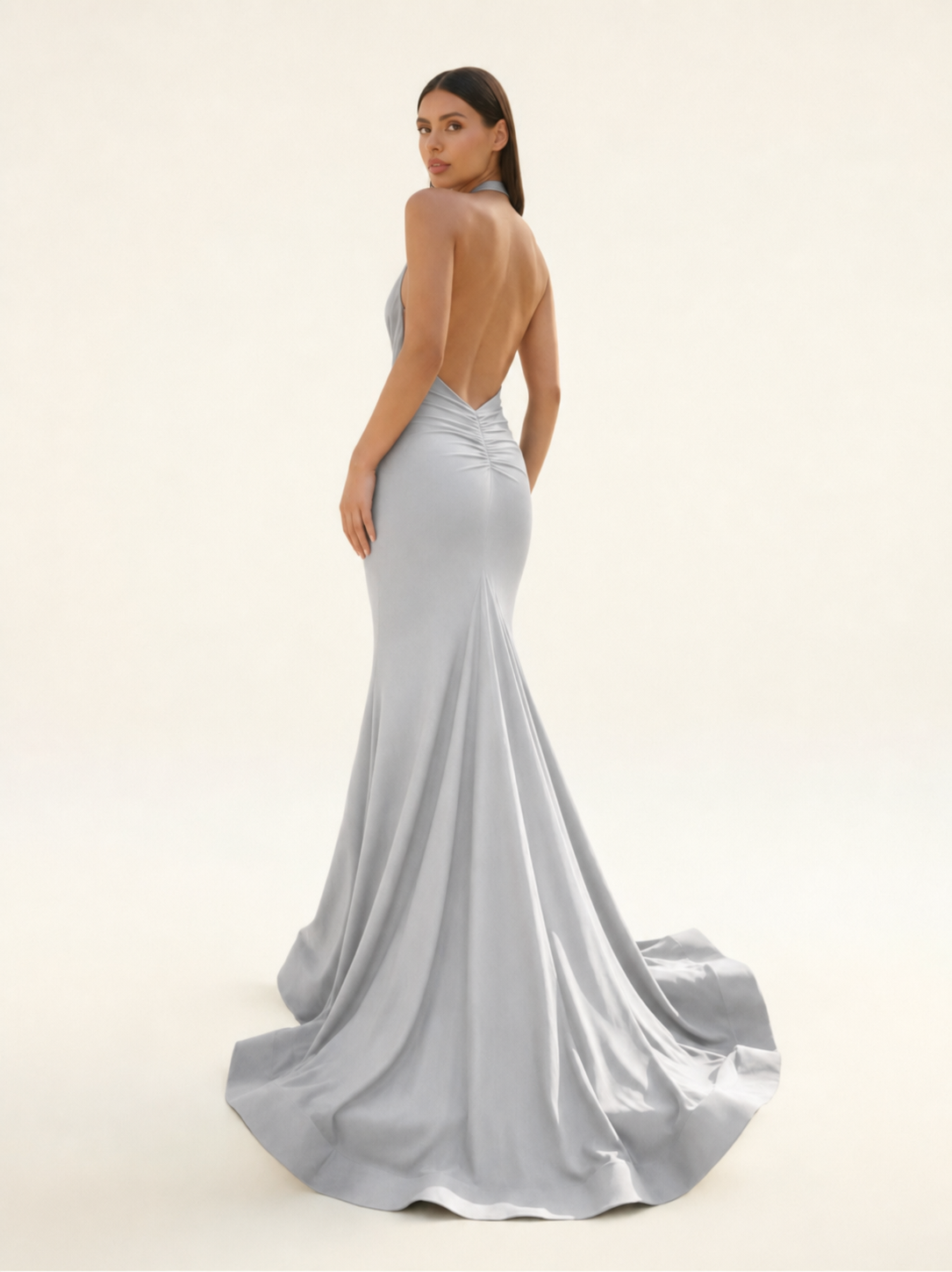 Halter Backless Mermaid Evening Gown