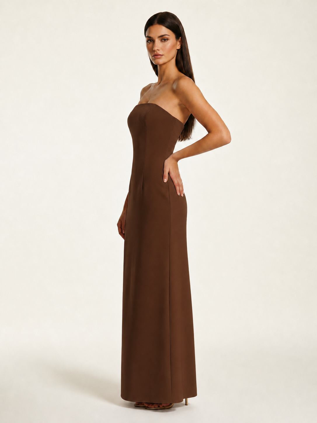 Strapless Lace-Up Back Floor-Length Formal Dress