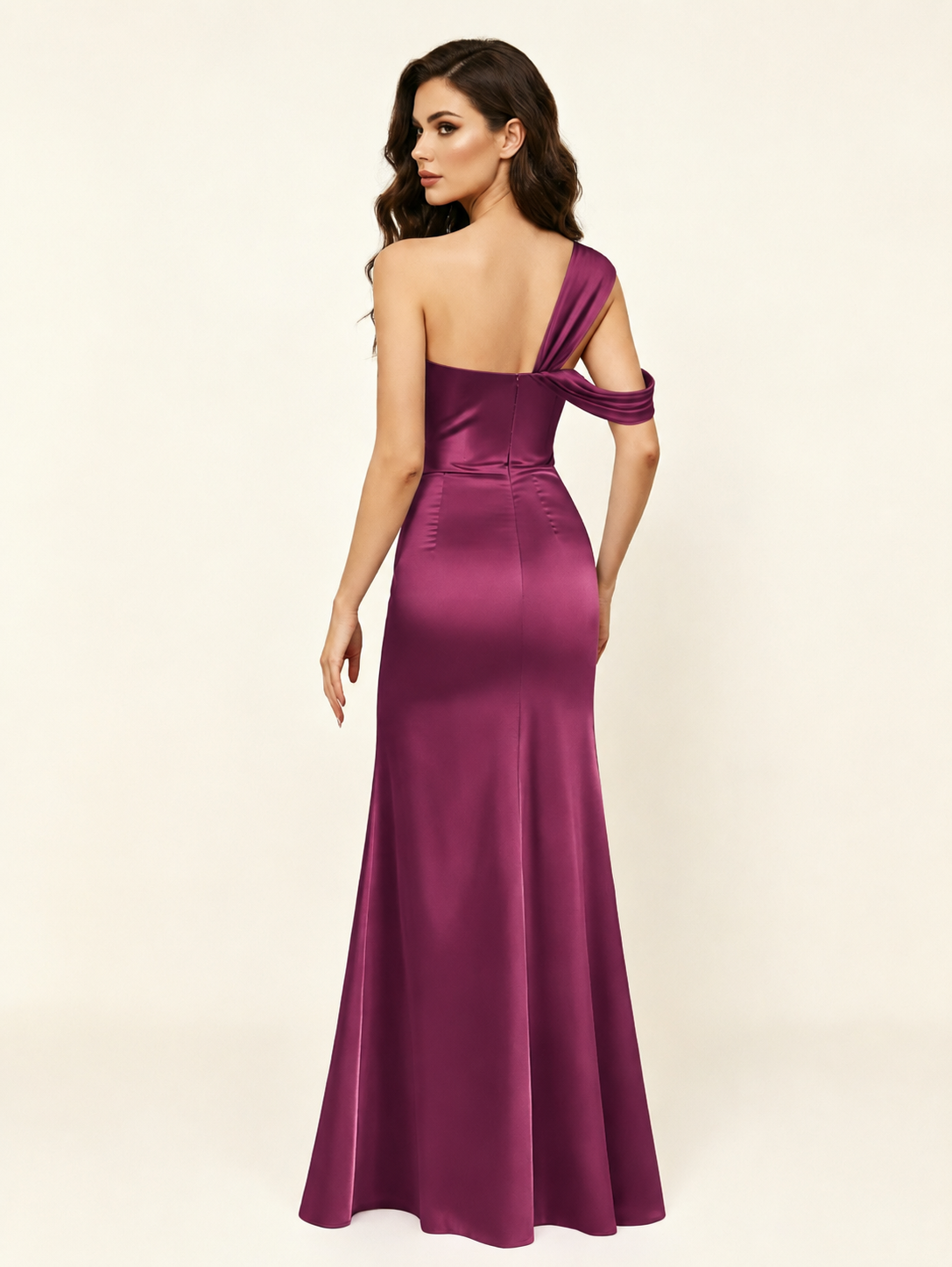 Satin One Shoulder Mermaid Bridesmaid Dress