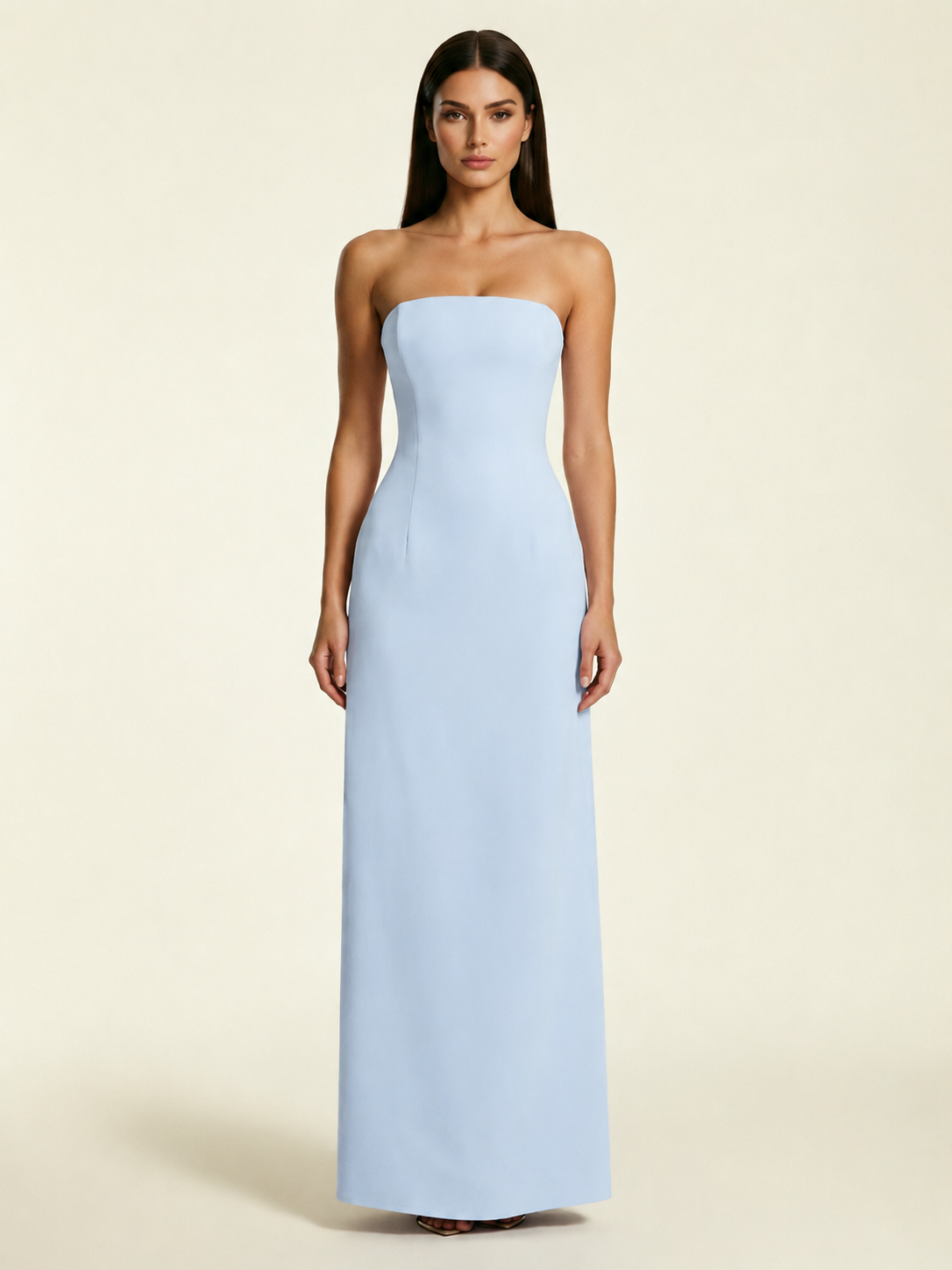 Strapless Lace-Up Back Floor-Length Formal Dress