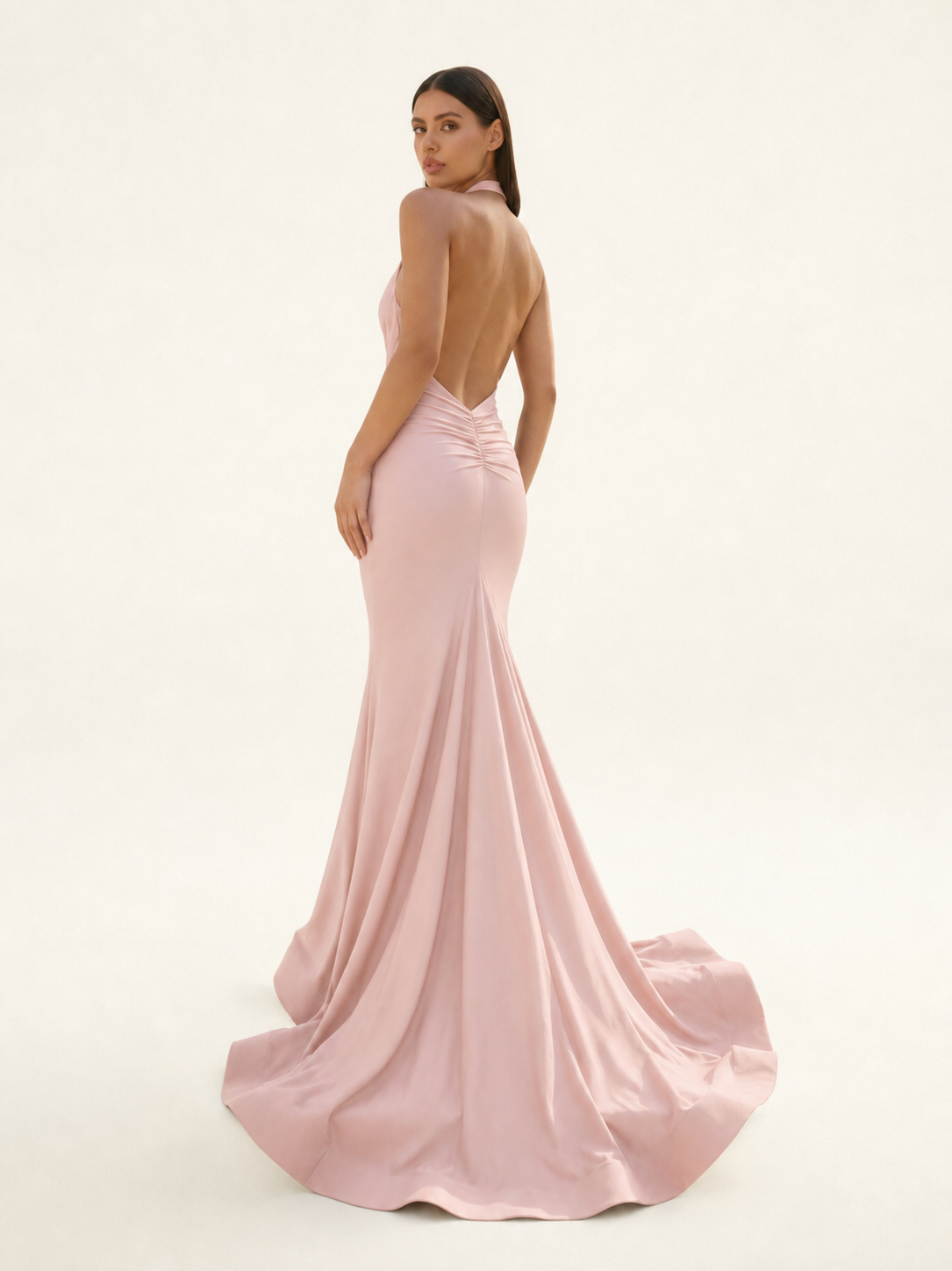 Halter Backless Mermaid Evening Gown