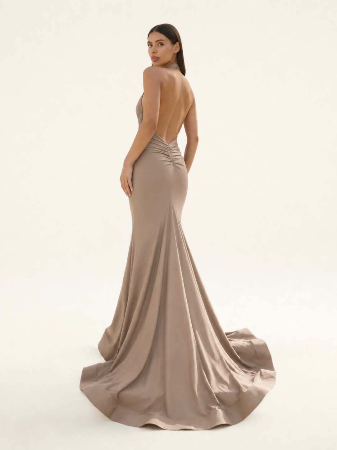 Halter Backless Mermaid Evening Gown