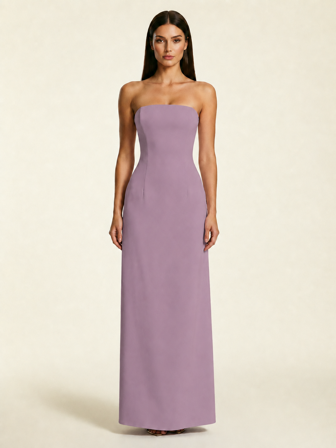 Strapless Lace-Up Back Floor-Length Formal Dress