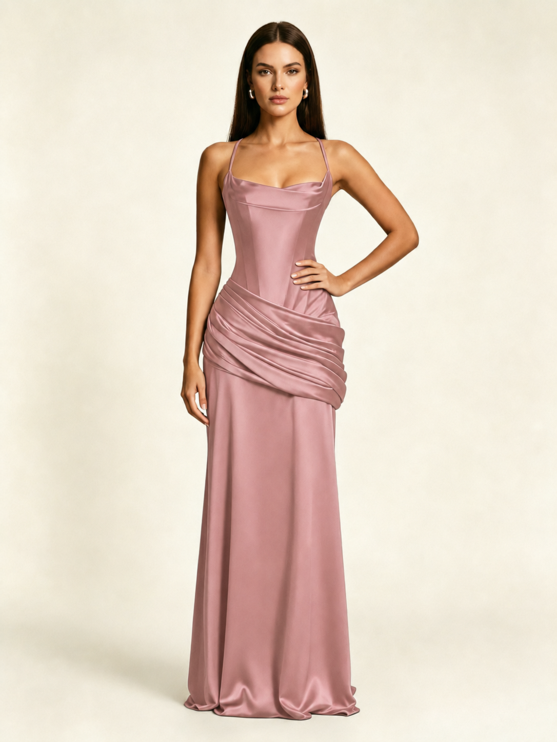 Corset Lace-up Back Draped Mermaid Formal Dress