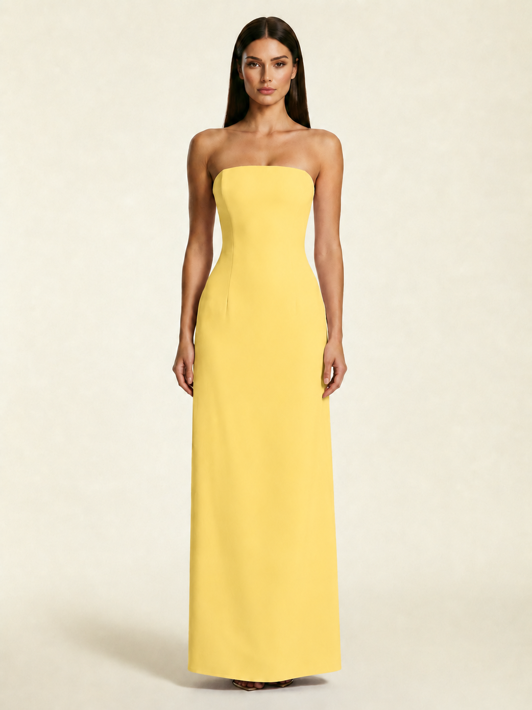 Strapless Lace-Up Back Floor-Length Formal Dress