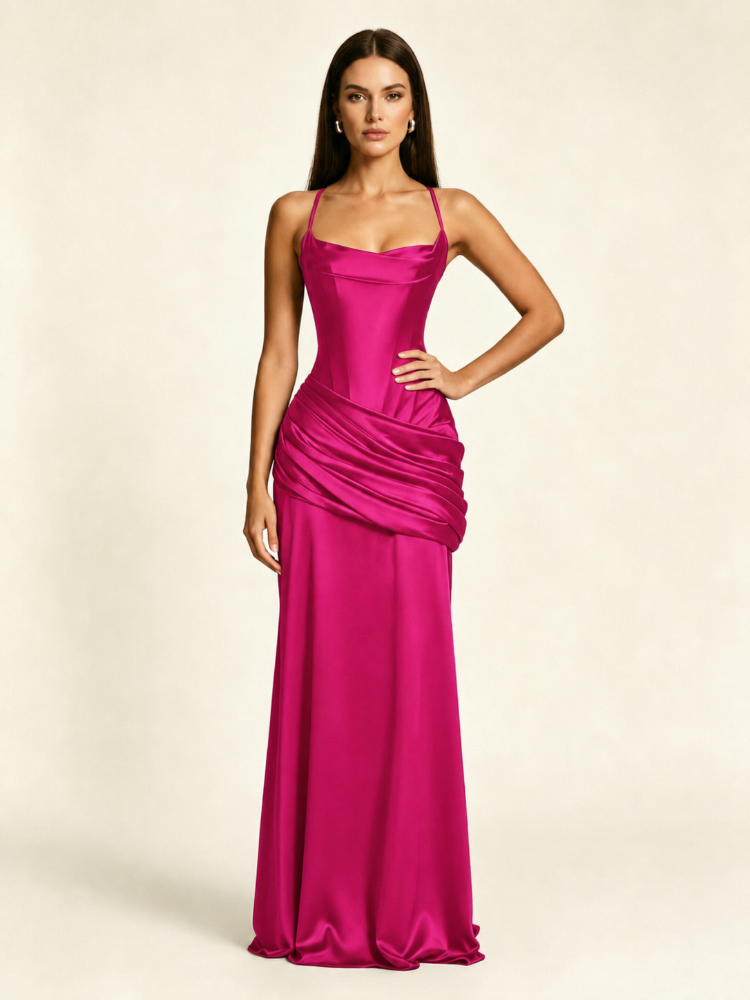 Corset Lace-up Back Draped Mermaid Formal Dress