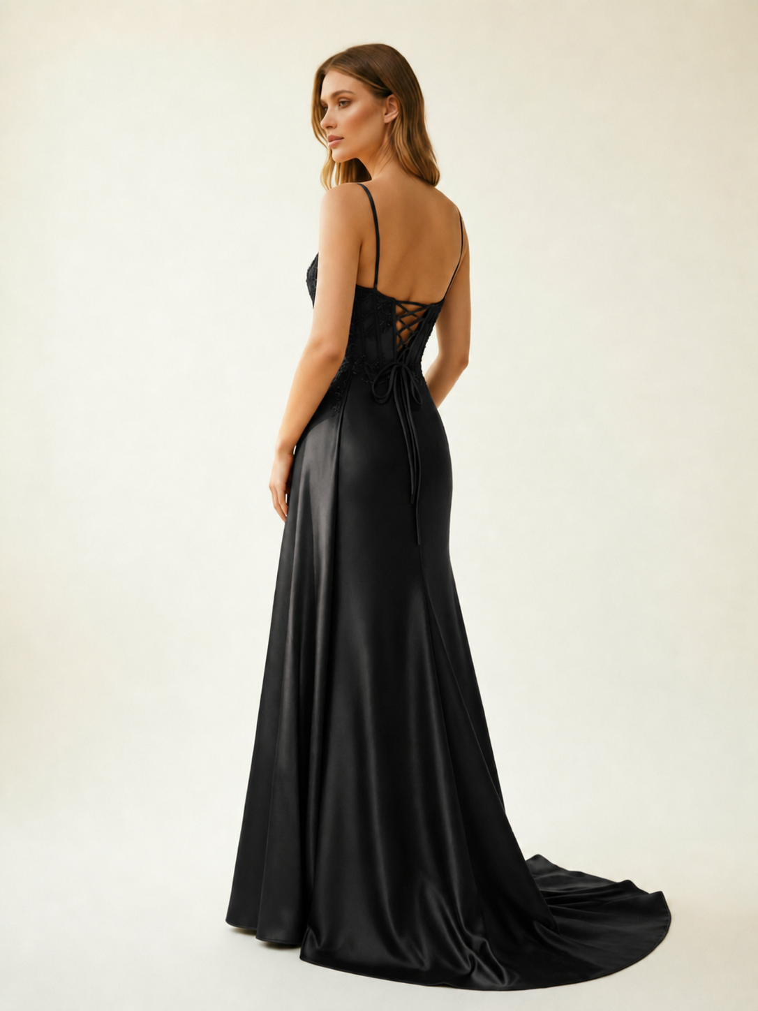 Fine shoulder-boned sequined halter dress