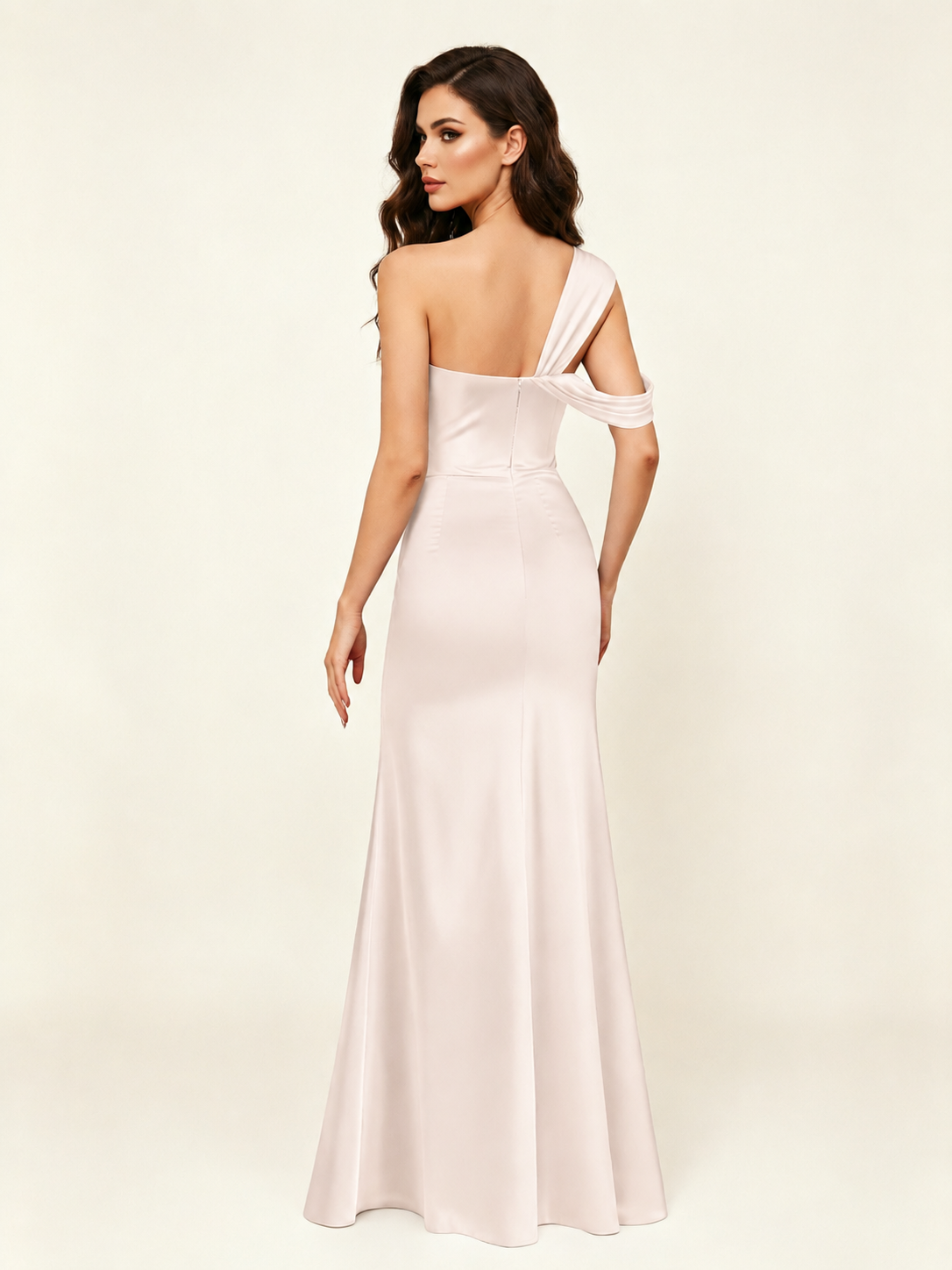 Satin One Shoulder Mermaid Bridesmaid Dress